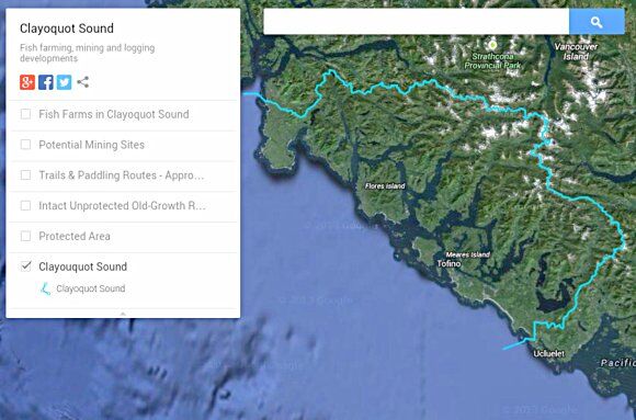 Clayoquot Sound watershed -- click to open interactive Google map